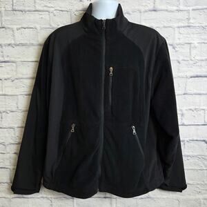 Hawke & Co. Jacket Mens Size XL Black Full Zip Part Fleece Zippered Pockets